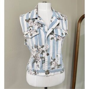 Vintage 90’s GET! Size Medium Striped Denim Cotton Vest